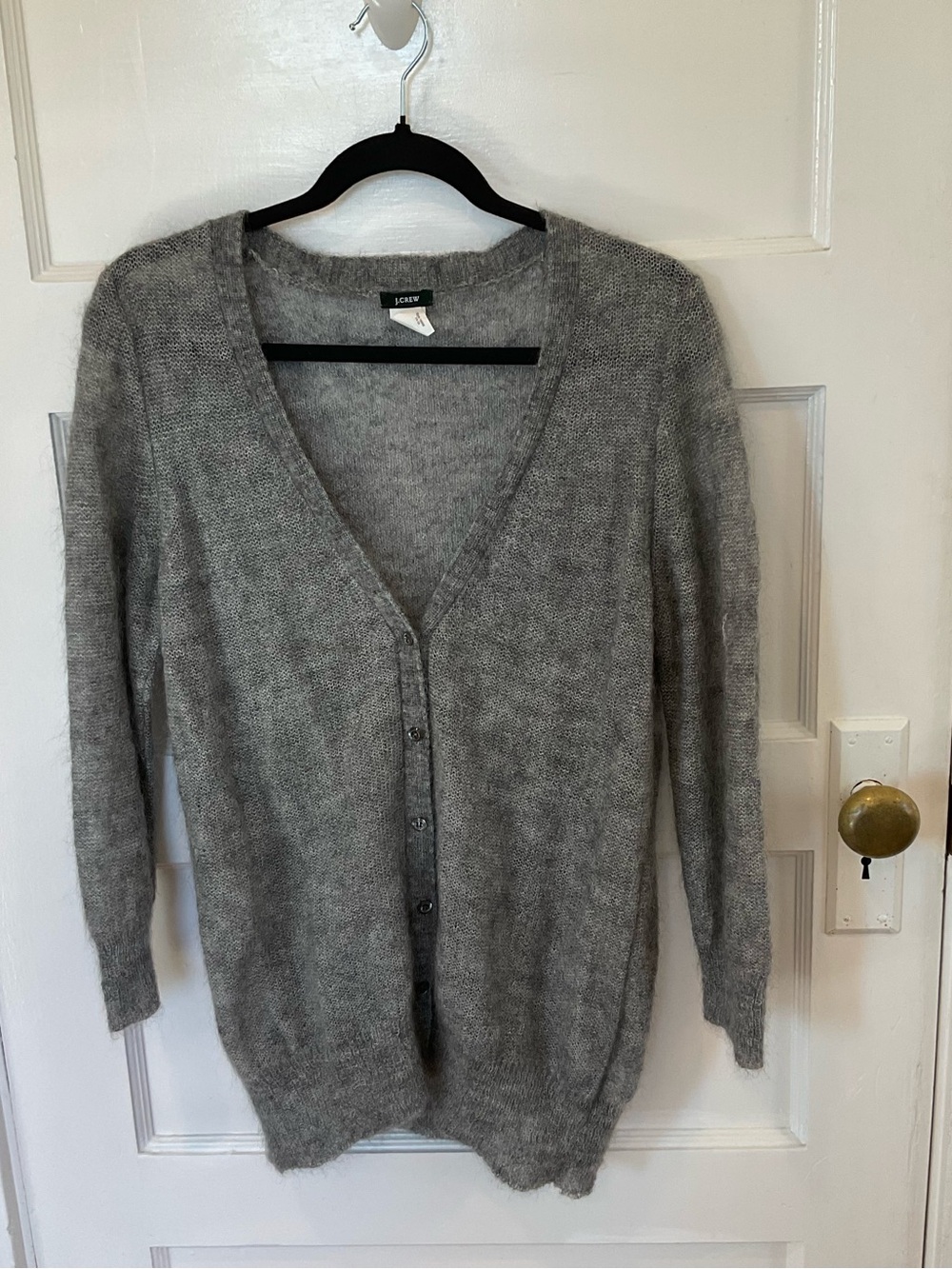 J. Crew Light Gray V-Neck Button Front Cardigan